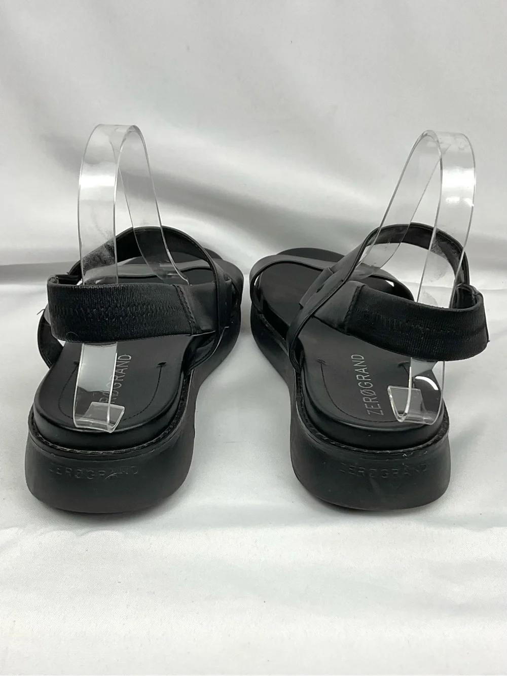 Cole Haan ZERØGRAND Sandals Meritt Black Leather Double Band Slingback Sz 10